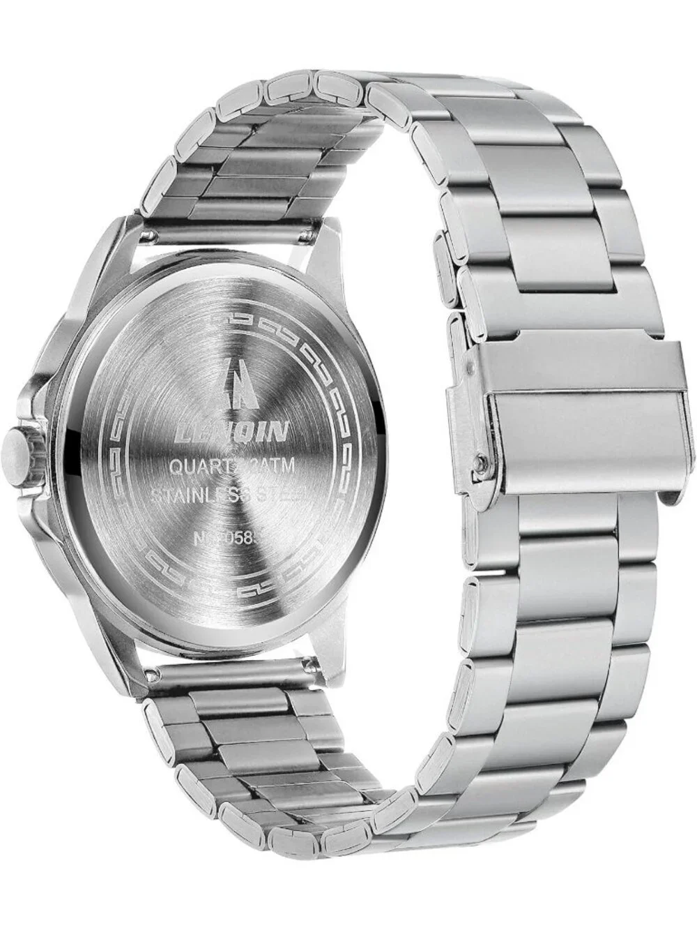 Men's Silver And Black Waterproof Stainless Steel Analog Quartz Luxury Watch